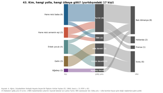 43. Kim, hangi yolla, hangi ülkeye gitti?